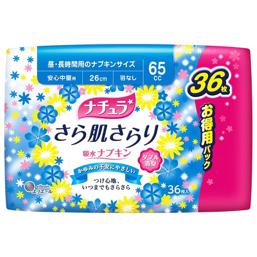 Amazon | ナチュラ さら肌さらり 吸水ナプキン 安心中量用 65cc